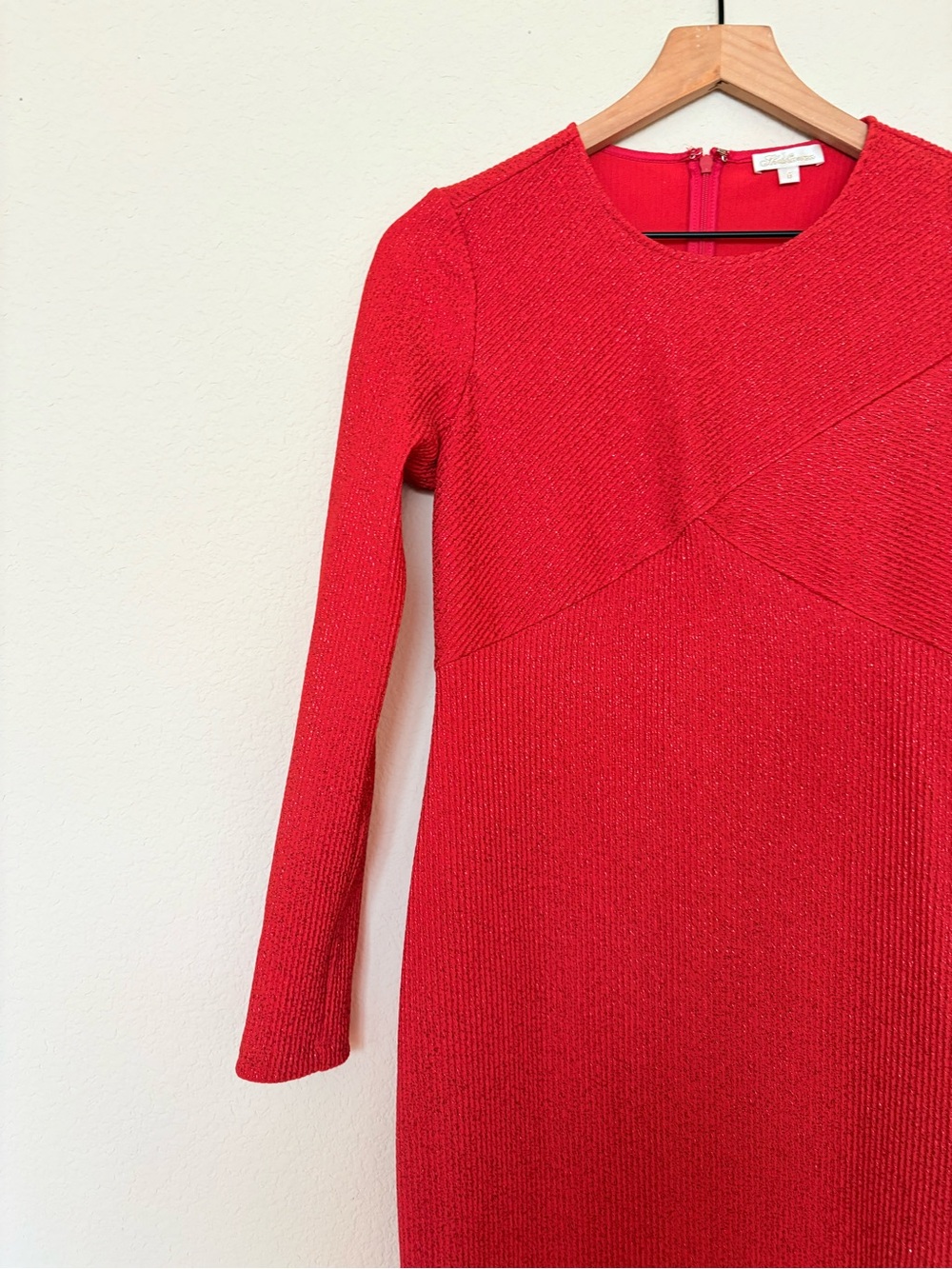 Shoshannana Red Mettalice knit Long Sleeves Bodycon Midi Dress 8 - Picture 6 of 9